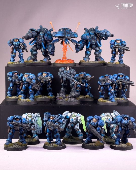 Complete painted StarCraft Terran Starter Set miniatures